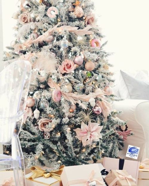 elaborate Christmas tree surrounded by wrapped presents